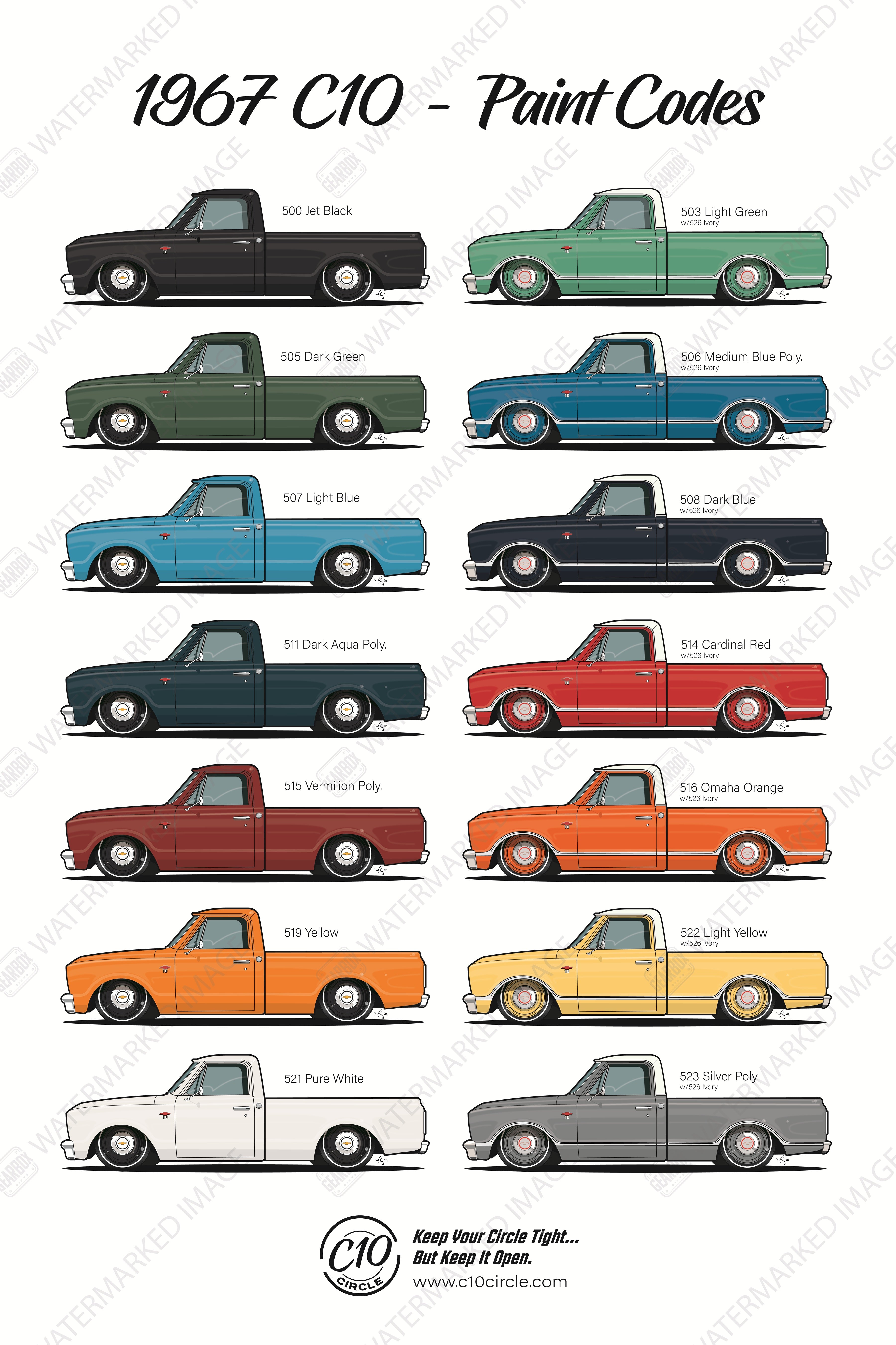 1967 1972 C10 Paint Codes Poster Gearbox Gifts 1967-1972-c10-paint-codes-poster-gearbox-gifts