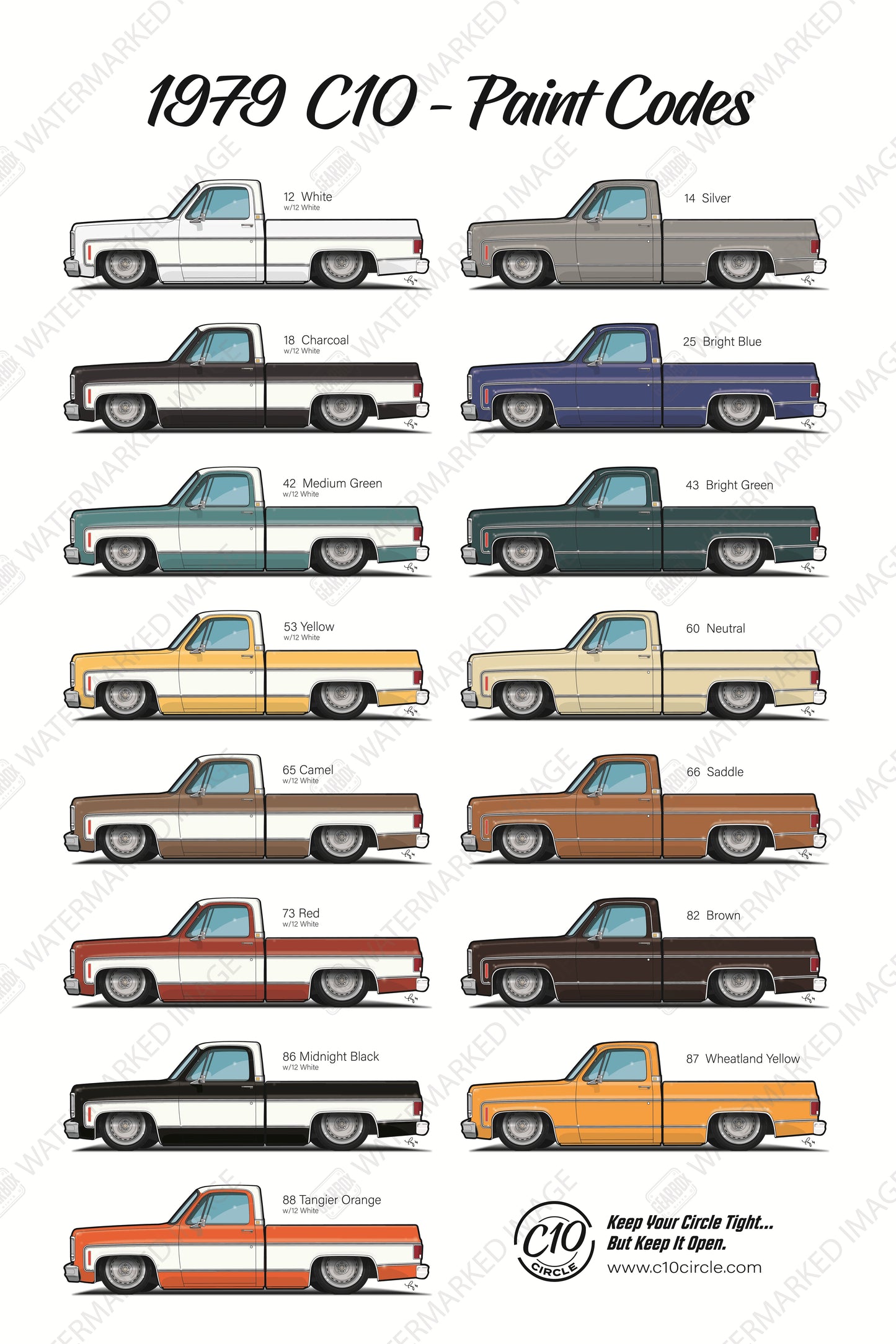 1979 C10 Circle Paint Code Poster