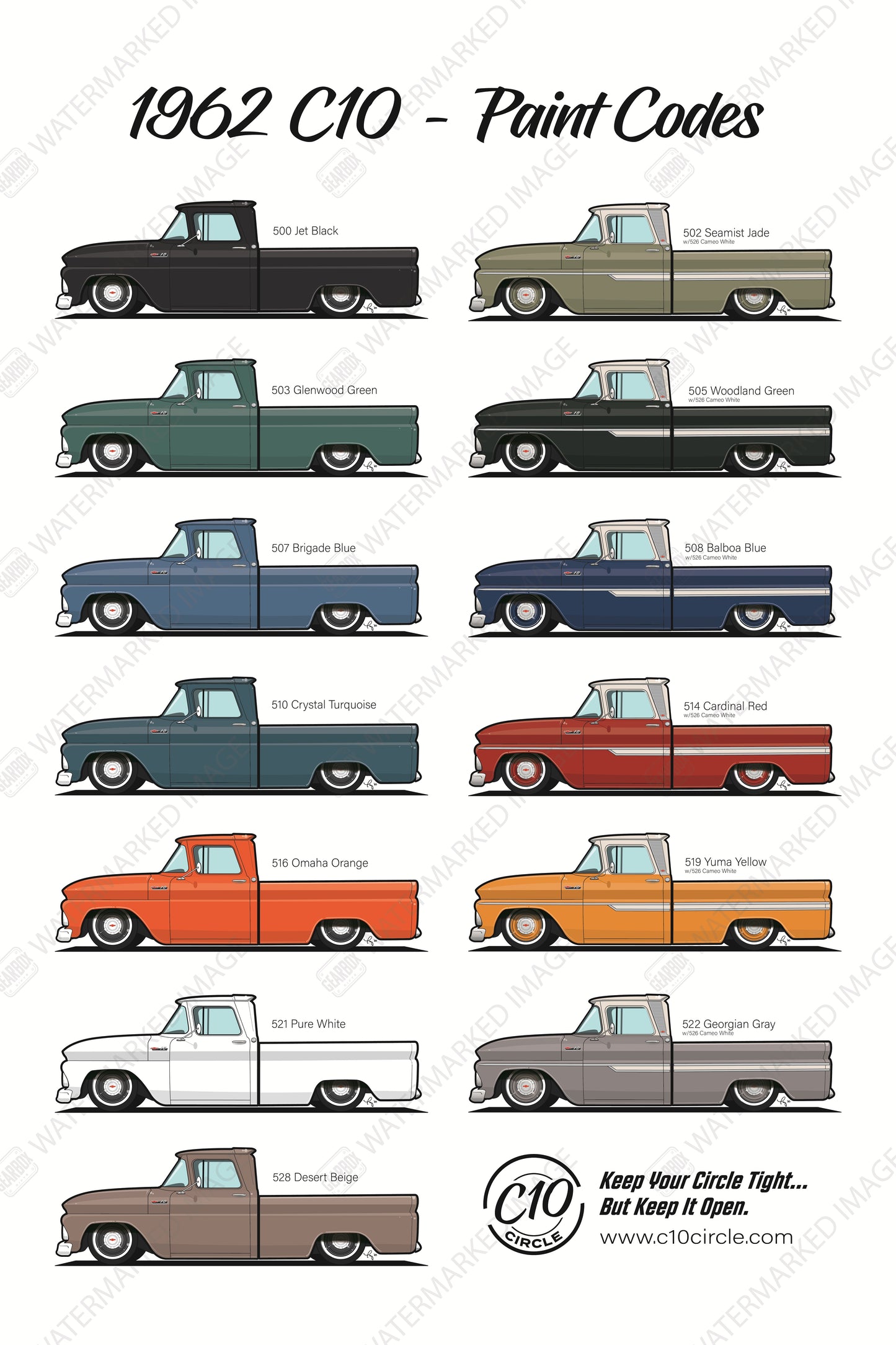 1962 C10 Circle Paint Code Poster