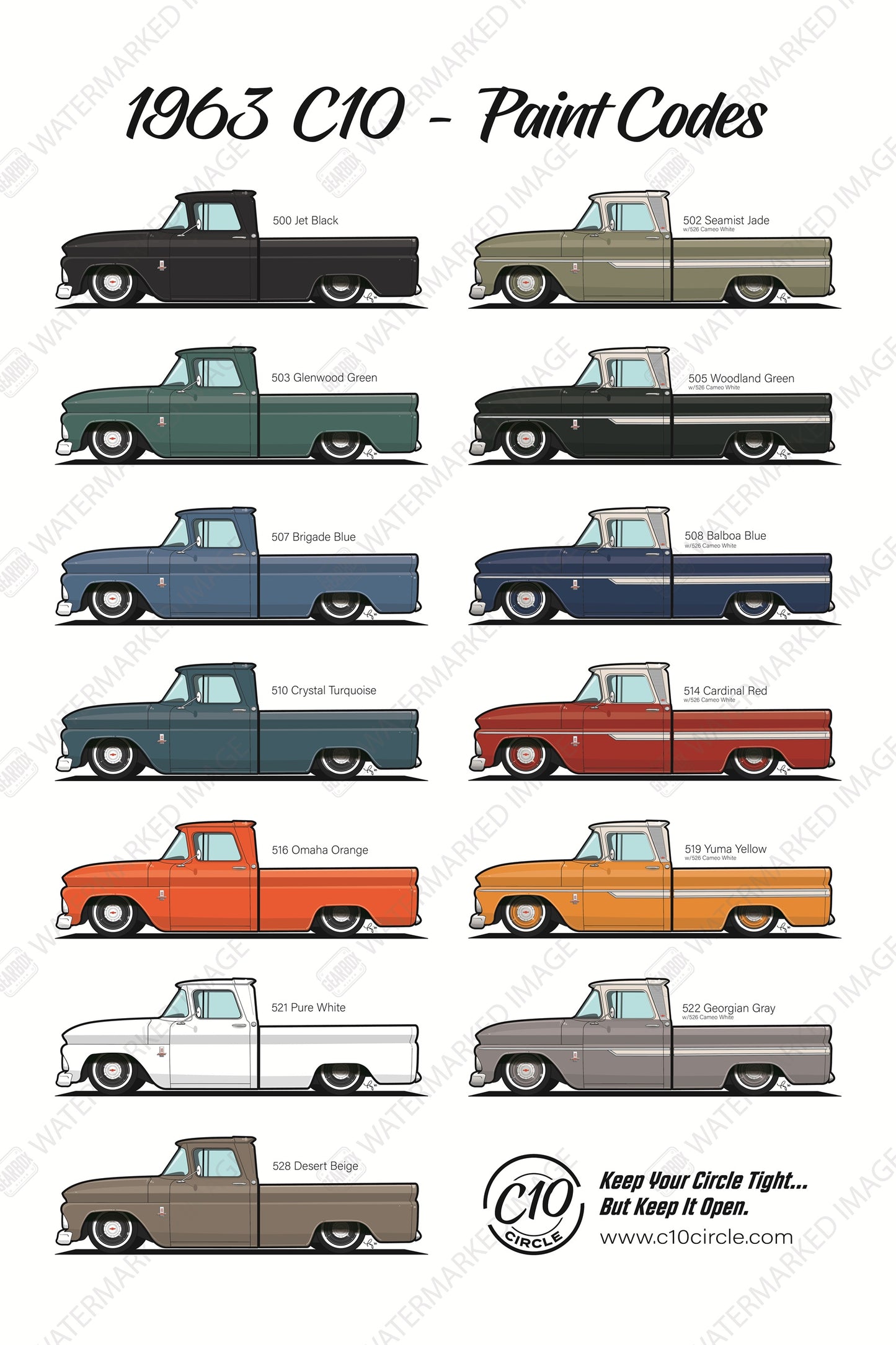 1961 C10 Circle Paint Code Poster