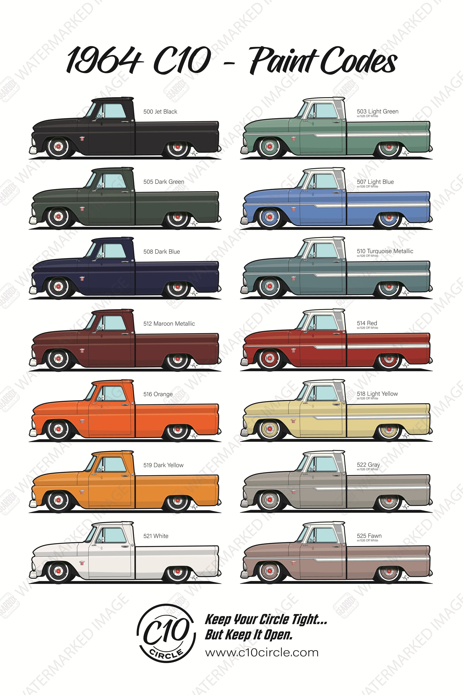 1964 C10 Circle Paint Code Poster
