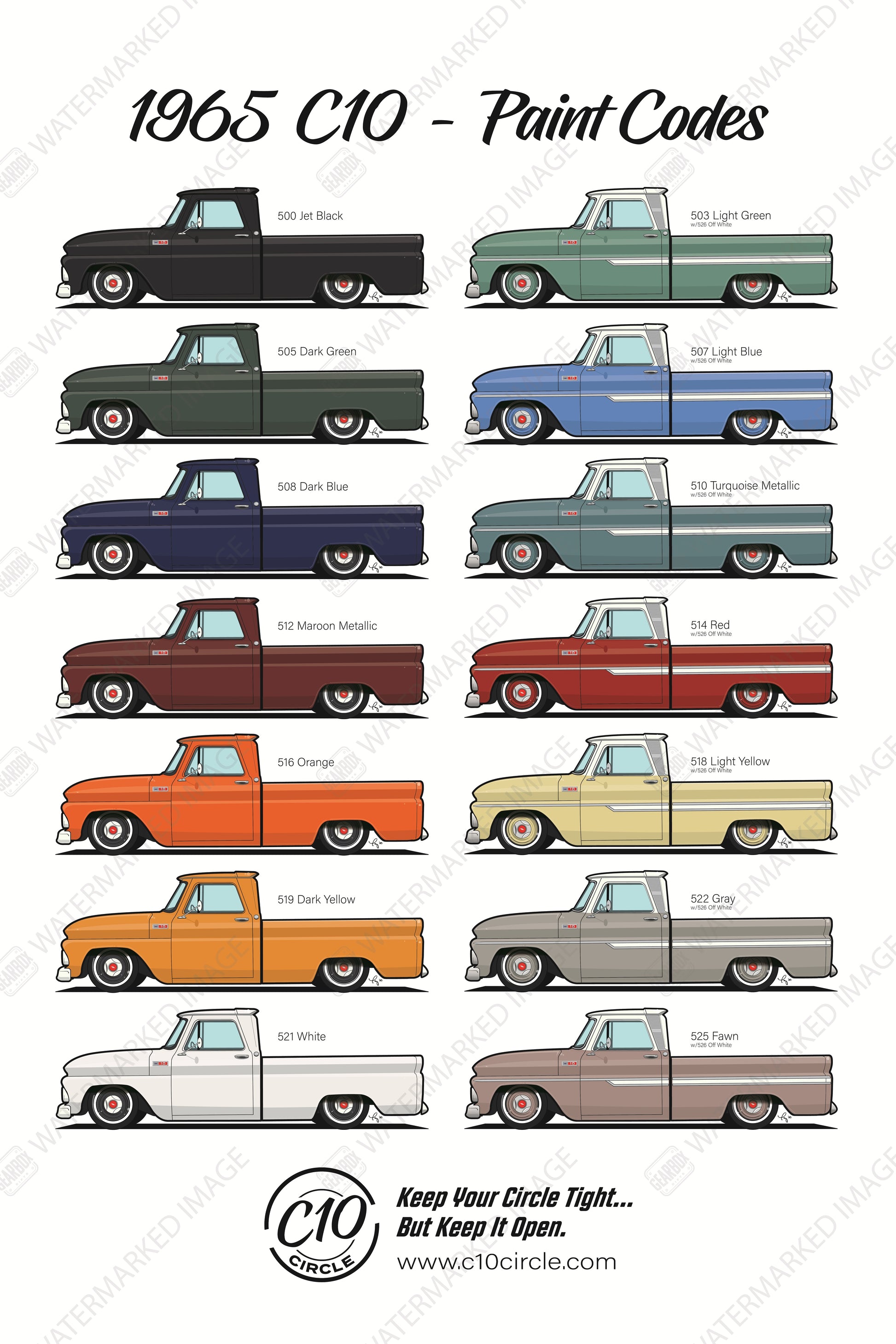 1965 C10 Circle Paint Code Poster
