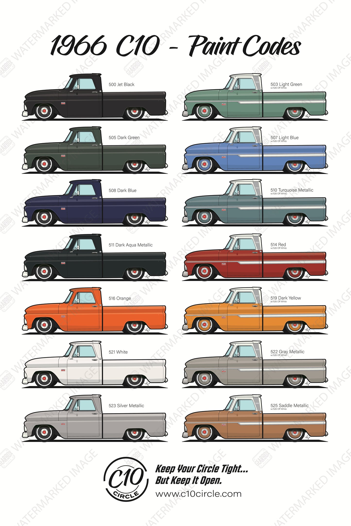 1966 C10 Circle Paint Code Poster