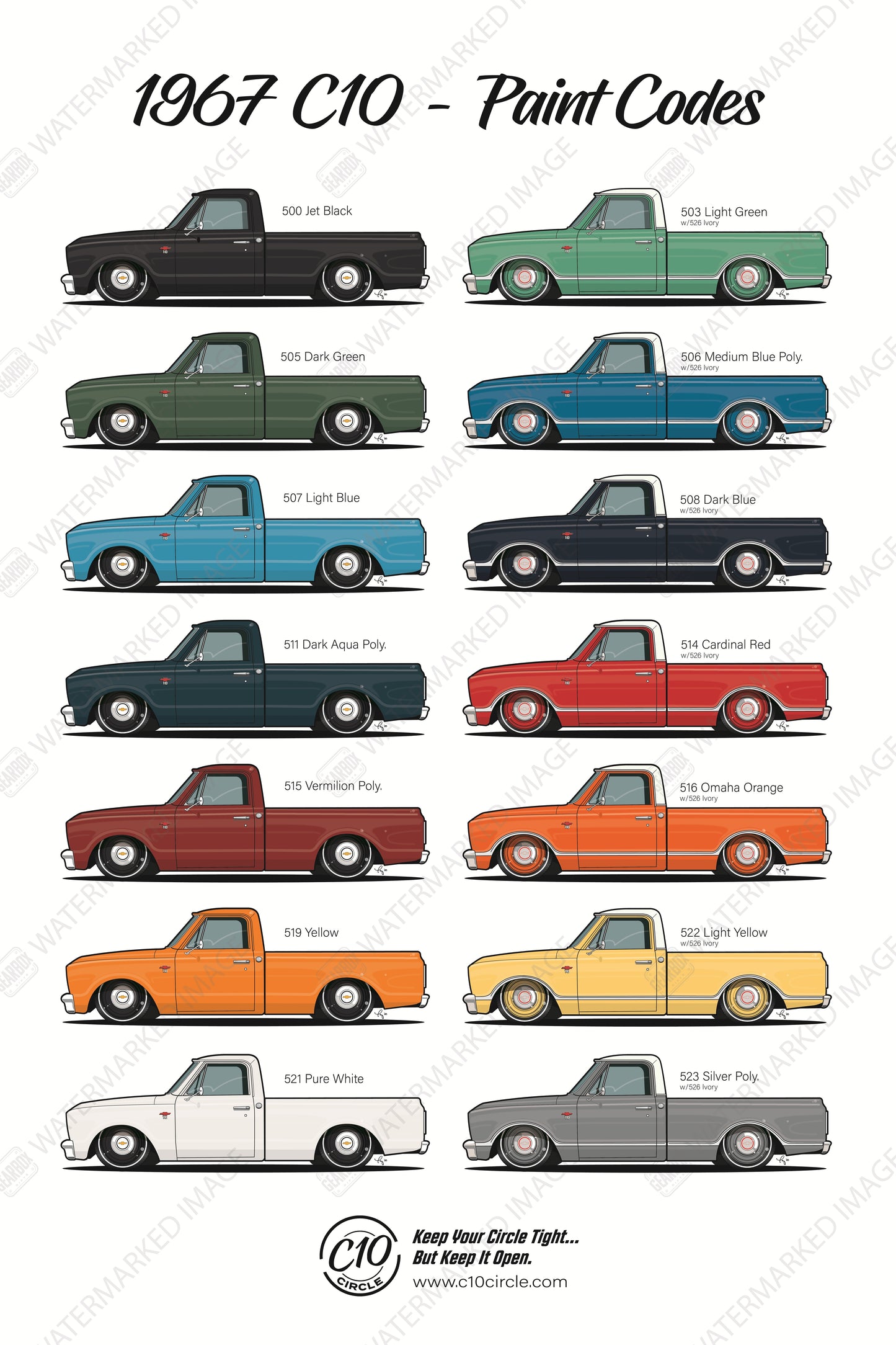 1967 C10 Circle Paint Code Poster