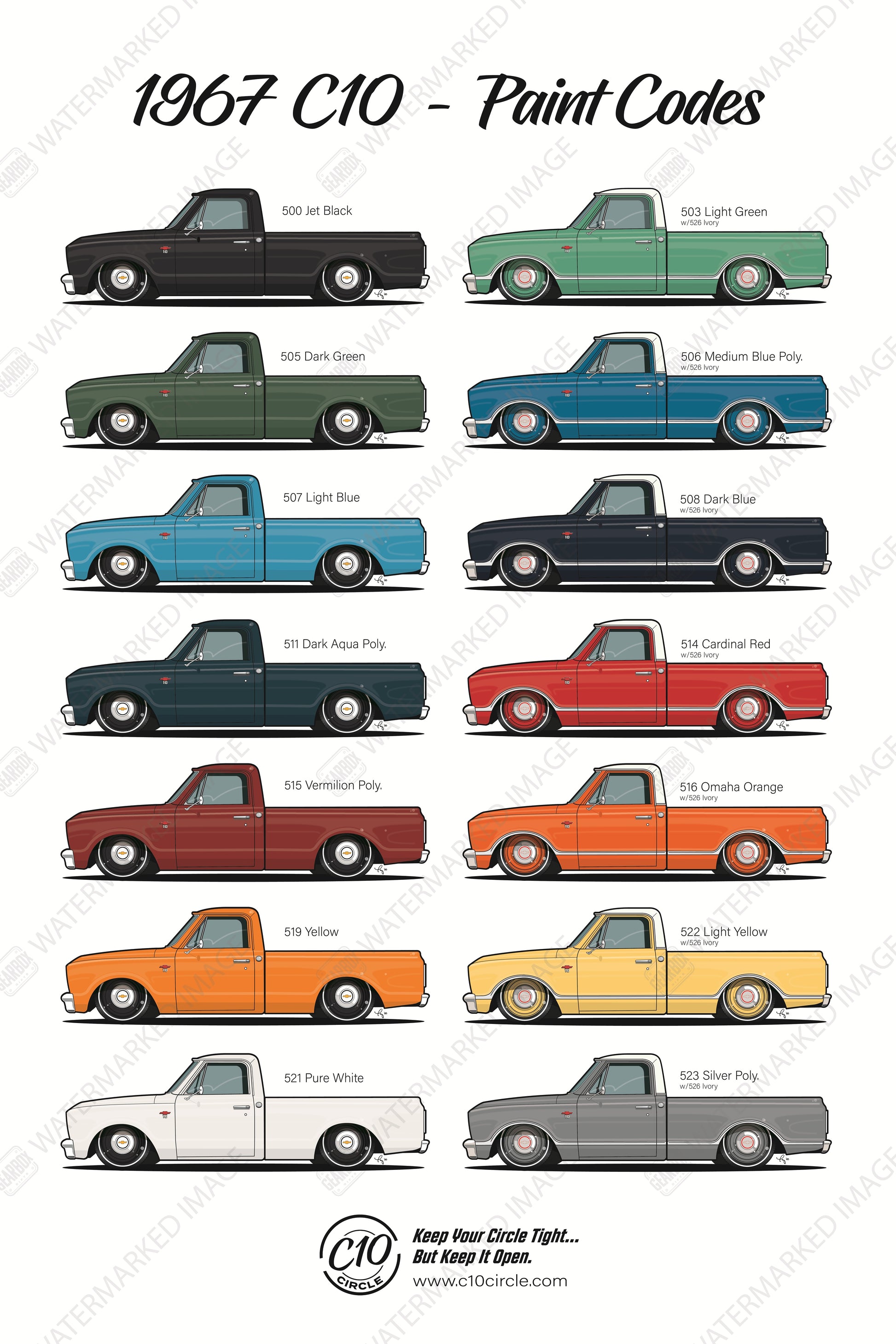 1967 C10 Circle Paint Code Poster