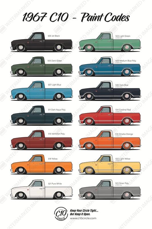 1967 C10 Circle Paint Code Poster
