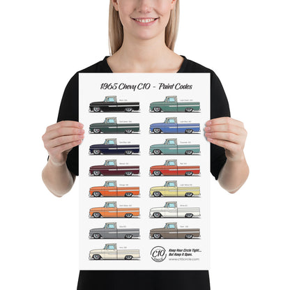 1965 Chevy C10 Paint Codes Poster (Matte Finish)