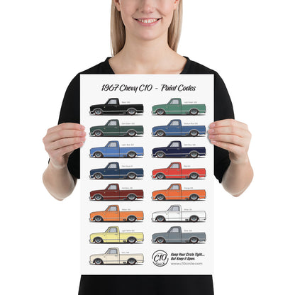 1967 Chevy C10 Paint Codes Poster (Matte Finish)