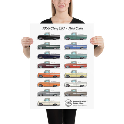 1965 Chevy C10 Paint Codes Poster (Matte Finish)