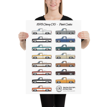 1979 Chevy C10 Paint Codes Poster (Glossy Finish)