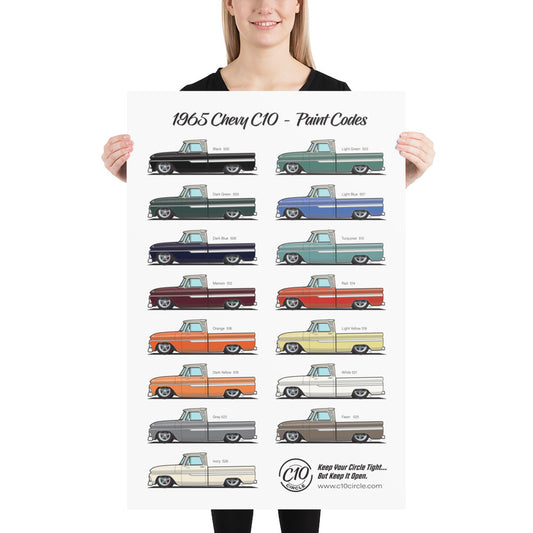 1965 Chevy C10 Paint Codes Poster (Matte Finish)