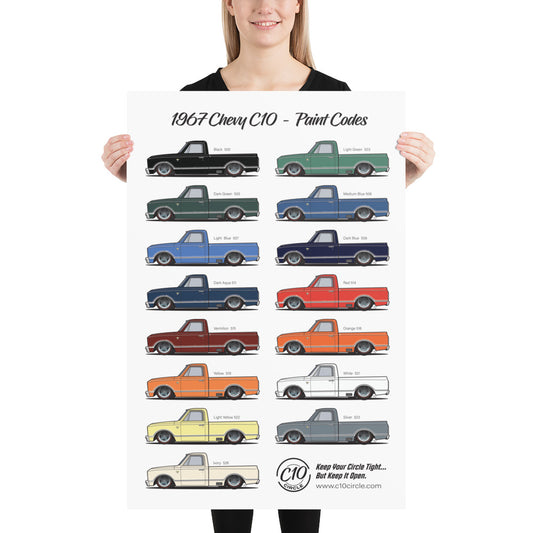 1967 Chevy C10 Paint Codes Poster (Matte Finish)