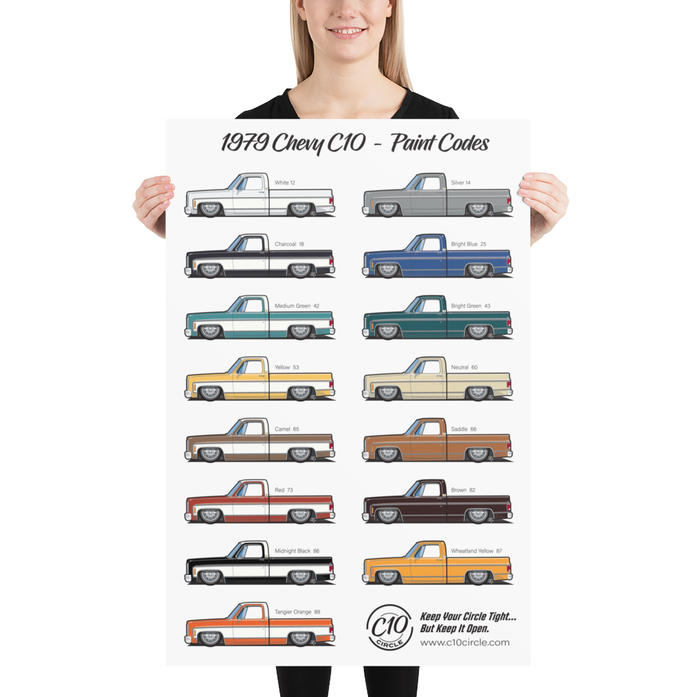 1979 Chevy C10 Paint Codes Poster (Glossy Finish)