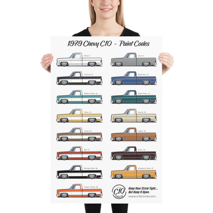 1979 Chevy C10 Paint Codes Poster (Glossy Finish)