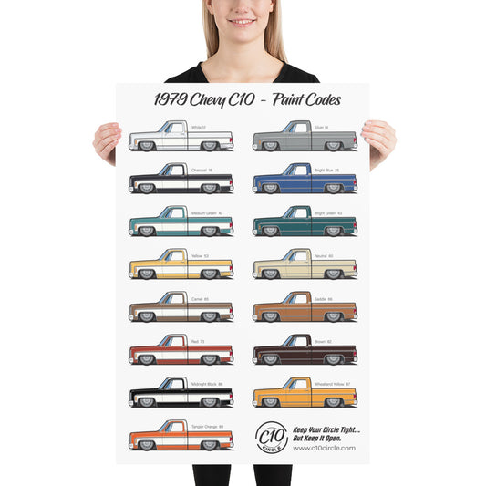 1979 Chevy C10 Paint Codes Poster (Matte Finish)