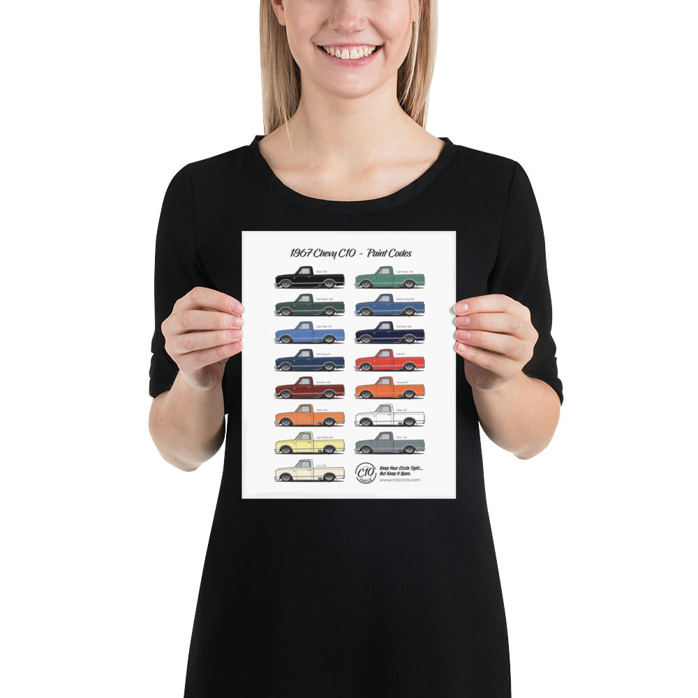 1967 Chevy C10 Paint Codes Poster (Matte Finish)