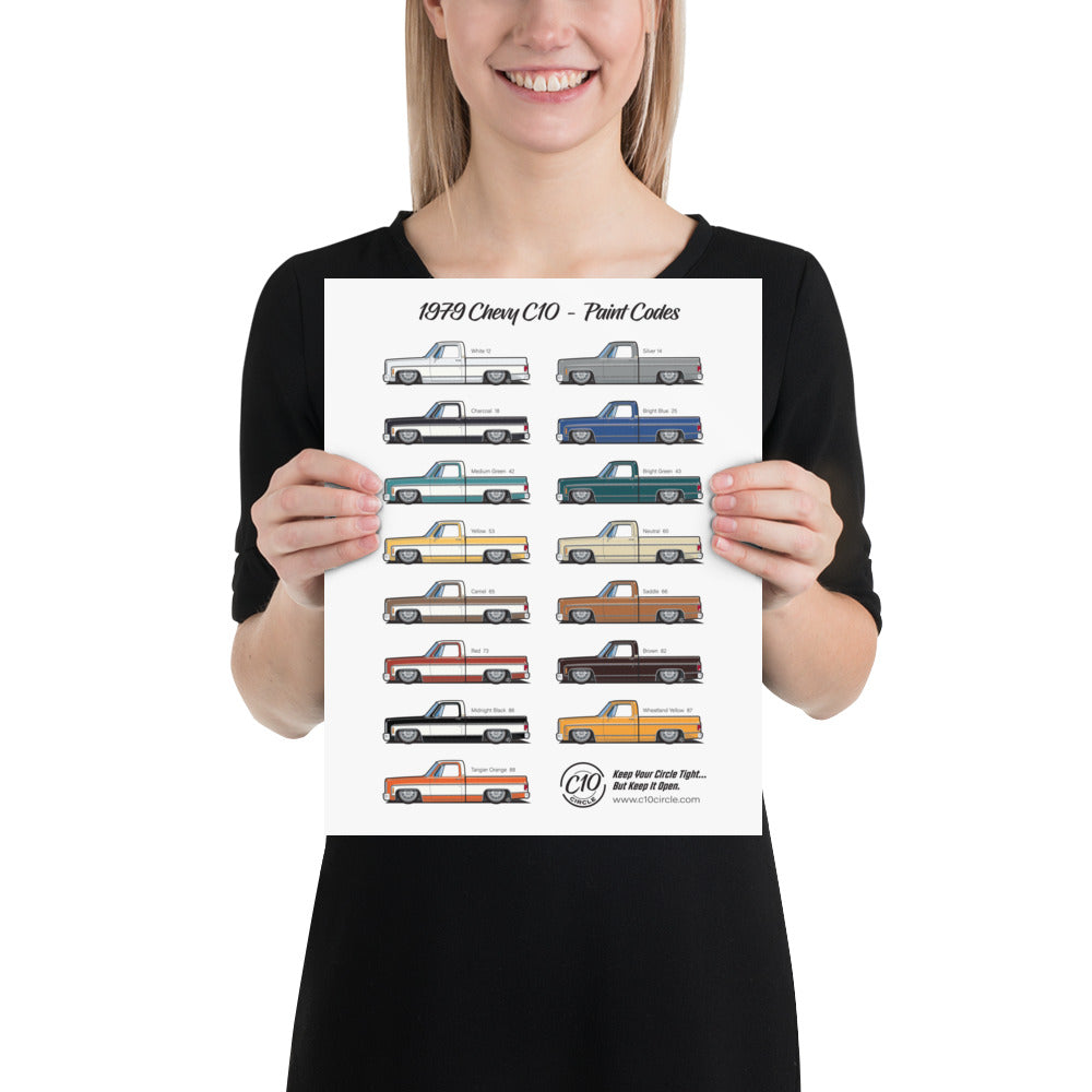 1979 Chevy C10 Paint Codes Poster (Glossy Finish)