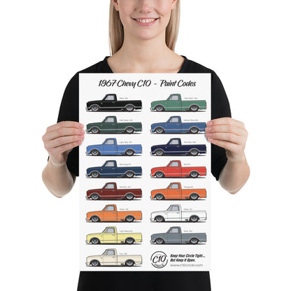 1967 Chevy C10 Paint Codes Poster (Glossy Finish)