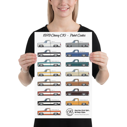 1979 Chevy C10 Paint Codes Poster (Glossy Finish)