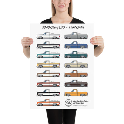 1979 Chevy C10 Paint Codes Poster (Glossy Finish)